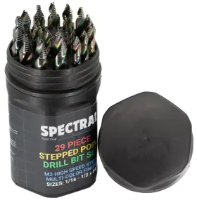 Spectral Twist Drill Spt29j-pc 29 Piece Stepped Point Hss Bit Set 1/16 Inch - 1/2 Round Case 1