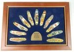 Gold Edition Western Novelty 11 Piece Pocket Knife Collectors Set In Wall Case. Fixed Price $495.00.